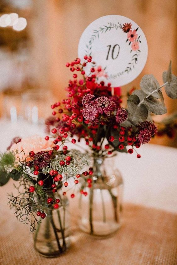 Centre de table mariage hiver