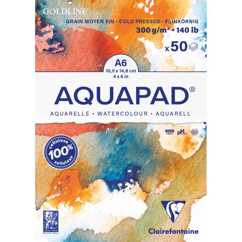 Papier 100% cellulose, Aquapad Clairefontaine, 300g, grain fin